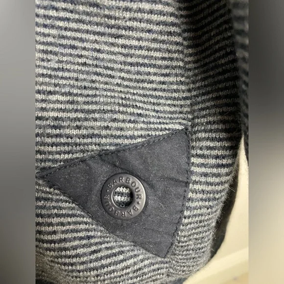 Barbour XL 100% Wool Navy and Gray Striped Sweater - Picture 7 of 8